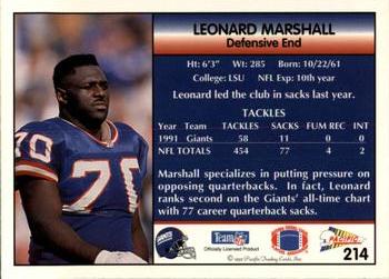 1992 Pacific #214 Leonard Marshall Back