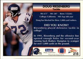 1992 Pacific #215 Doug Riesenberg Back