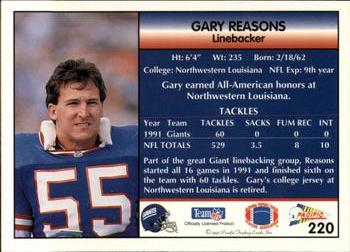 1992 Pacific #220 Gary Reasons Back