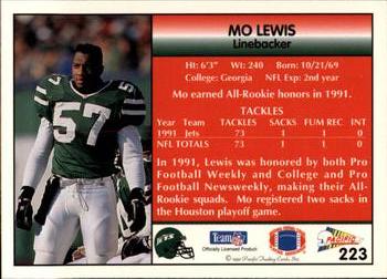 1992 Pacific #223 Mo Lewis Back