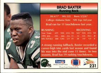 1992 Pacific #231 Brad Baxter Back