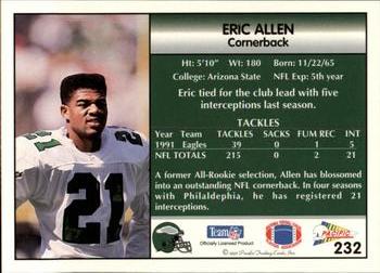 1992 Pacific #232 Eric Allen Back