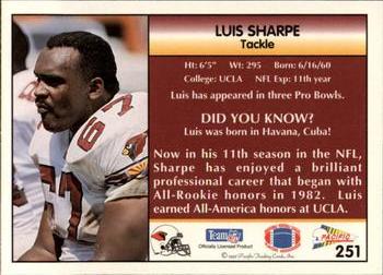 1992 Pacific #251 Luis Sharpe Back