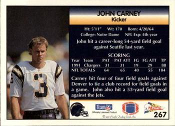 1992 Pacific #267 John Carney Back