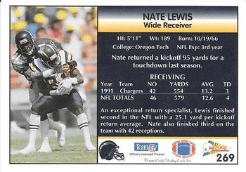 1992 Pacific #269 Nate Lewis Back