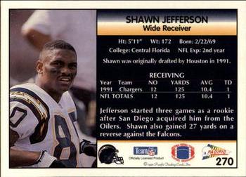 1992 Pacific #270 Shawn Jefferson Back