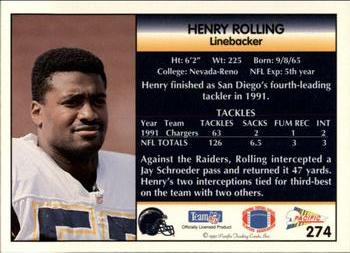 1992 Pacific #274 Henry Rolling Back