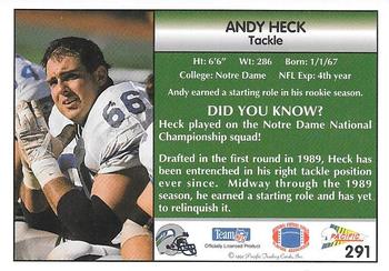 1992 Pacific #291 Andy Heck Back