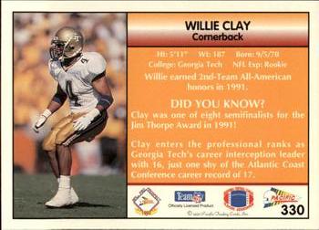 1992 Pacific #330 Willie Clay Back