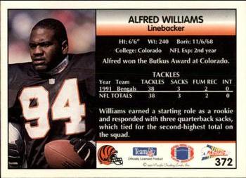 1992 Pacific #372 Alfred Williams Back