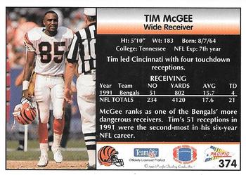 1992 Pacific #374 Tim McGee Back