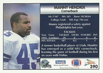 1992 Pacific #390 Manny Hendrix Back