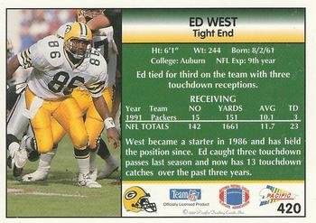 1992 Pacific #420 Ed West Back