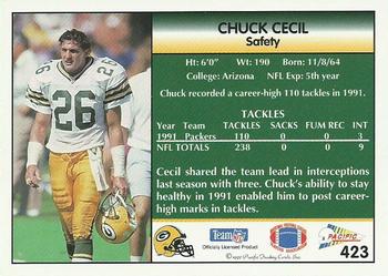 1992 Pacific #423 Chuck Cecil Back