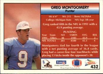 1992 Pacific #432 Greg Montgomery Back