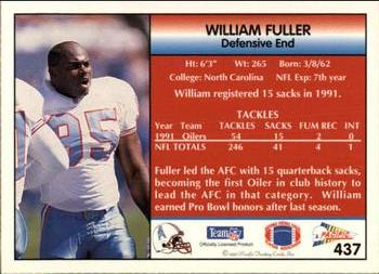 1992 Pacific #437 William Fuller Back