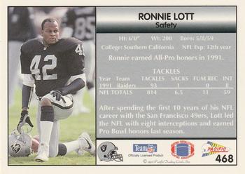 1992 Pacific #468 Ronnie Lott Back
