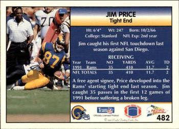 1992 Pacific #482 Jim Price Back