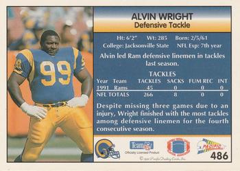 1992 Pacific #486 Alvin Wright Back