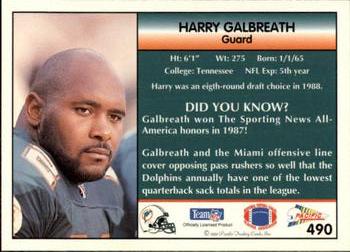 1992 Pacific #490 Harry Galbreath Back