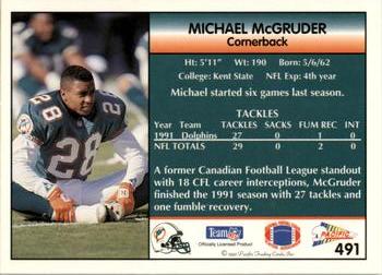 1992 Pacific #491 Michael McGruder Back