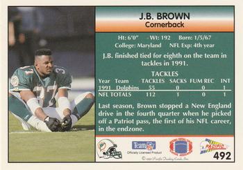 1992 Pacific #492 J.B. Brown Back