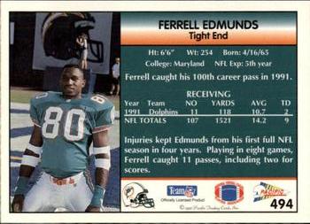 1992 Pacific #494 Ferrell Edmunds Back