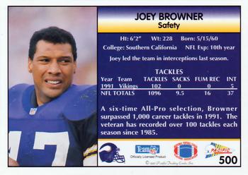 1992 Pacific #500 Joey Browner Back