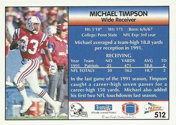 1992 Pacific #512 Michael Timpson Back