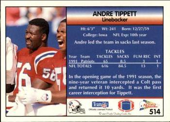 1992 Pacific #514 Andre Tippett Back