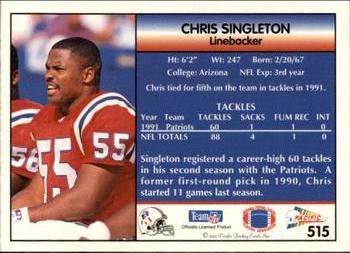 1992 Pacific #515 Chris Singleton Back