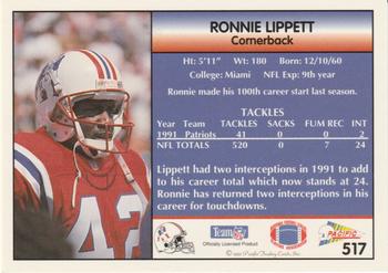 1992 Pacific #517 Ronnie Lippett Back