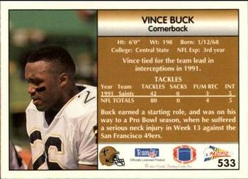 1992 Pacific #533 Vince Buck Back