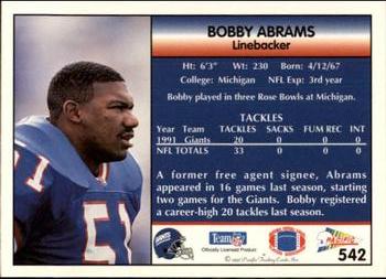 1992 Pacific #542 Bobby Abrams Back