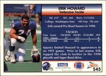 1992 Pacific #545 Erik Howard Back