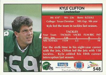 1992 Pacific #548 Kyle Clifton Back