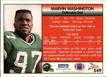 1992 Pacific #549 Marvin Washington Back