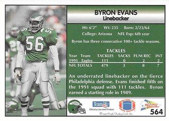 1992 Pacific #564 Byron Evans Back