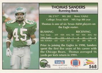 1992 Pacific #568 Thomas Sanders Back