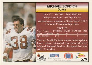 1992 Pacific #579 Michael Zordich Back