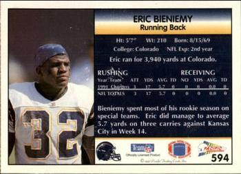 1992 Pacific #594 Eric Bieniemy Back