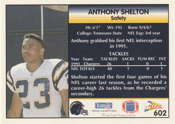 1992 Pacific #602 Anthony Shelton Back