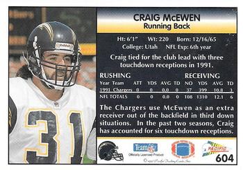 1992 Pacific #604 Craig McEwen Back
