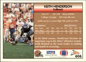 1992 Pacific #606 Keith Henderson Back