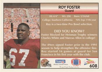 1992 Pacific #608 Roy Foster Back