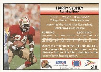 1992 Pacific #610 Harry Sydney Back