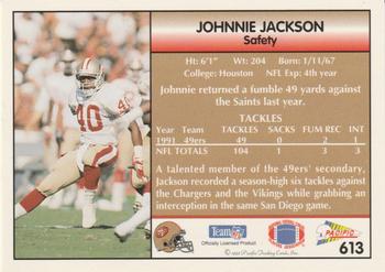 1992 Pacific #613 Johnnie Jackson Back