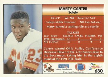 1992 Pacific #630 Marty Carter Back