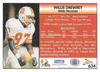 1992 Pacific #634 Willie Drewrey Back
