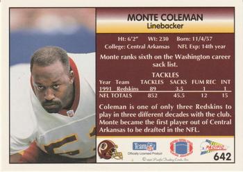 1992 Pacific #642 Monte Coleman Back